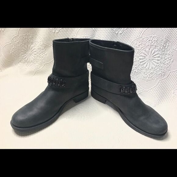 NINE WEST Timothea Black Leather Moto boots size 7.5 - Picture 5 of 8